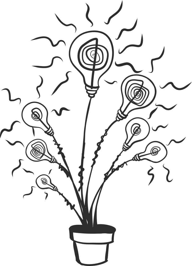 Abstract illustration of a flower where leaves are replaced by light bulb