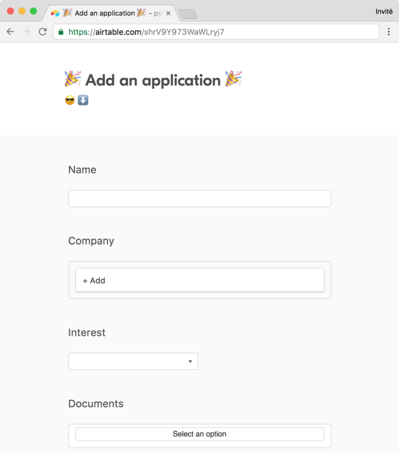 Form view in Airtable