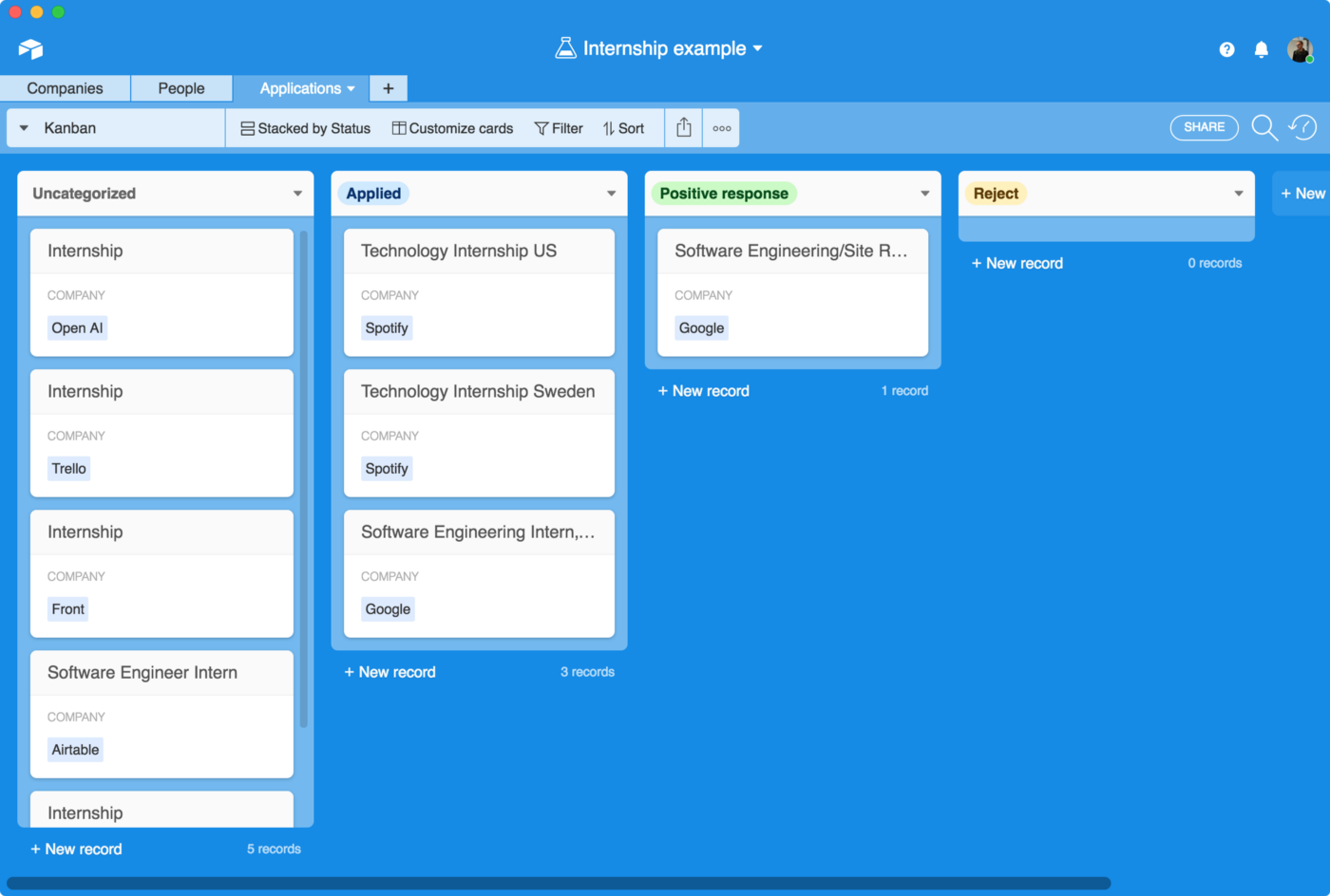 Kanban view in Airtable