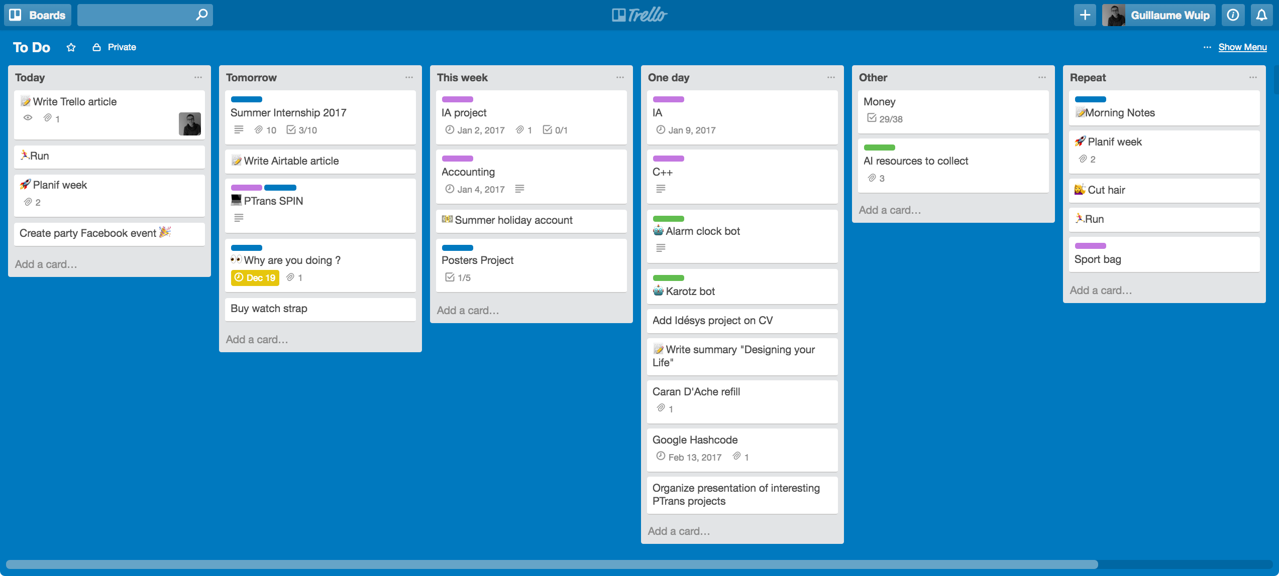 Trello board example